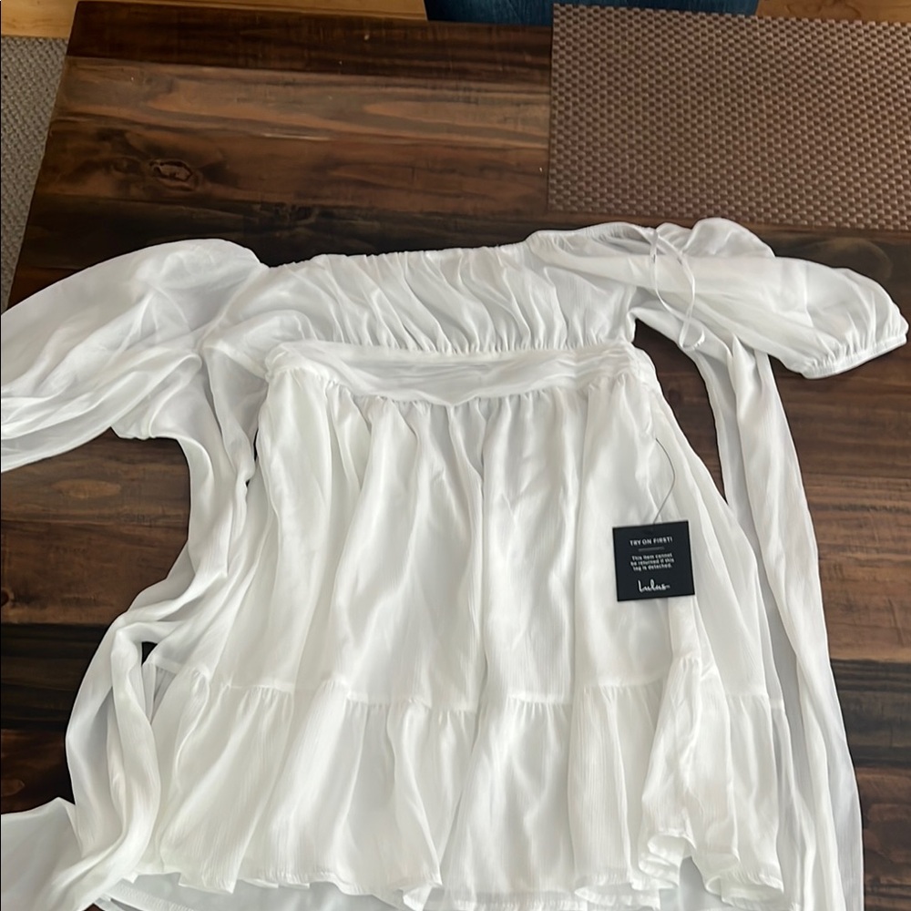 Lulu's Multicolored Puff Sleeve Long Sleeve dress